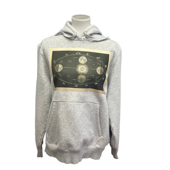 Hand Printed Upcycled Medium Vintage Book Page Astrology Chart Sweatshirt Hoodie - Picture 1 of 6